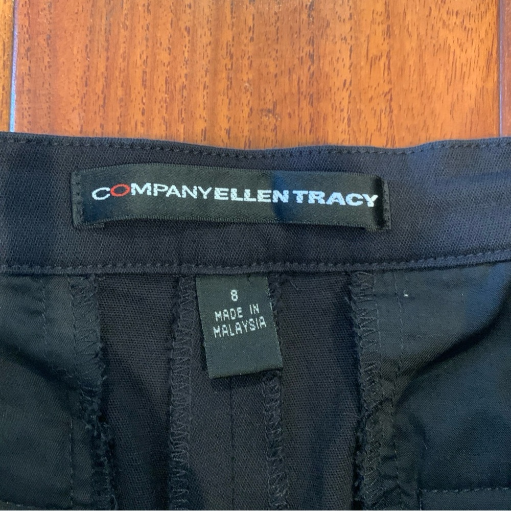 Ellen Tracy Shorts Size 8 Black Bermuda Chino High Rise Pleated Front Wide Leg - Picture 4 of 6